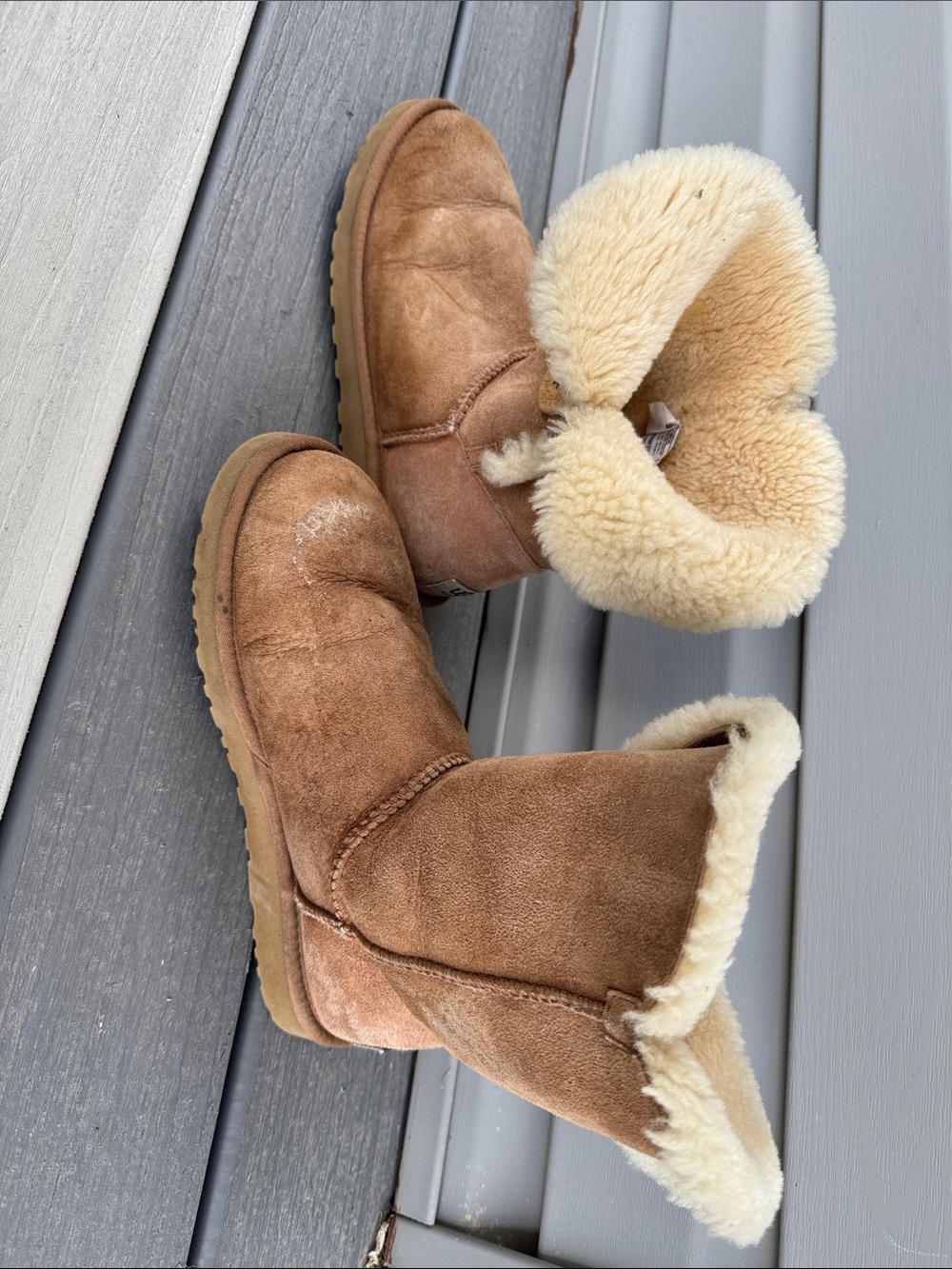 UGG Short Sheepskin Boots - Chestnut with Cream Lining - Picture 2 of 5